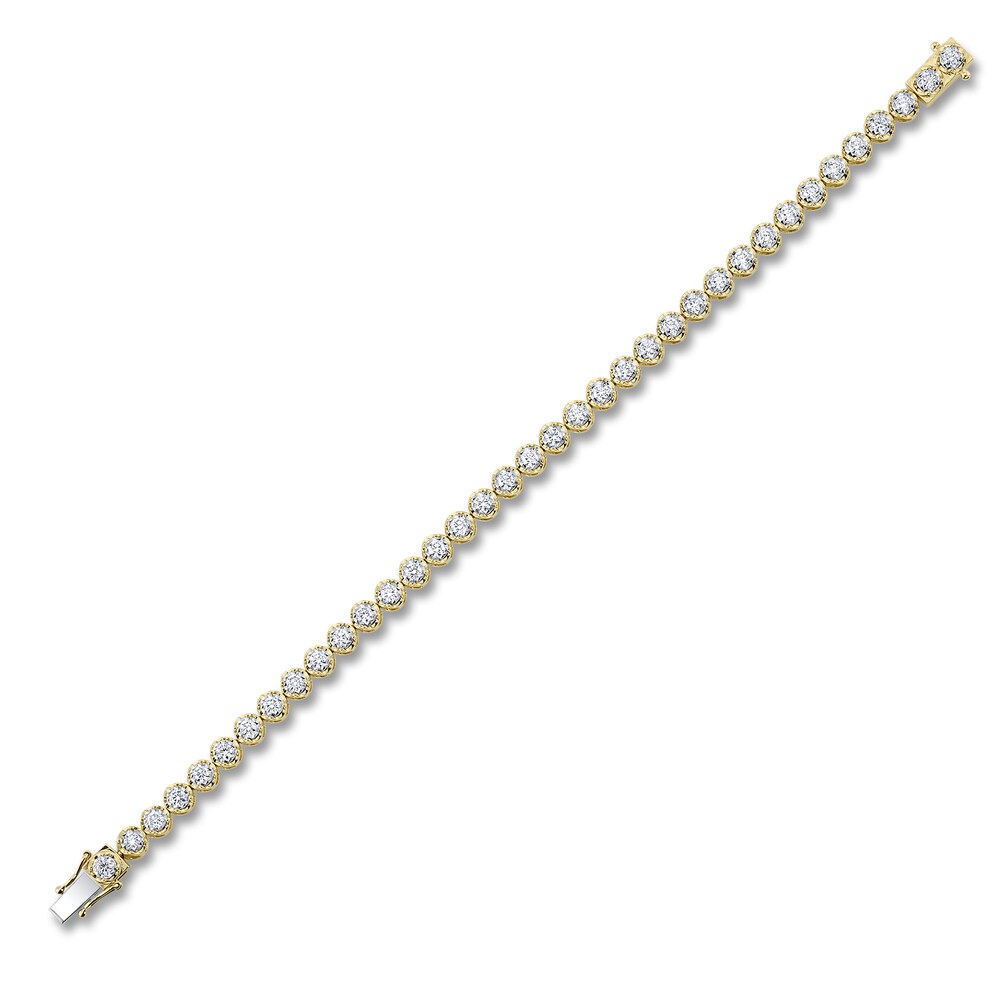 Shy Creation Diamond Tennis Bracelet 2 ct tw Round 14K Yellow Gold 7\" SC55023905 MXLyKaeF