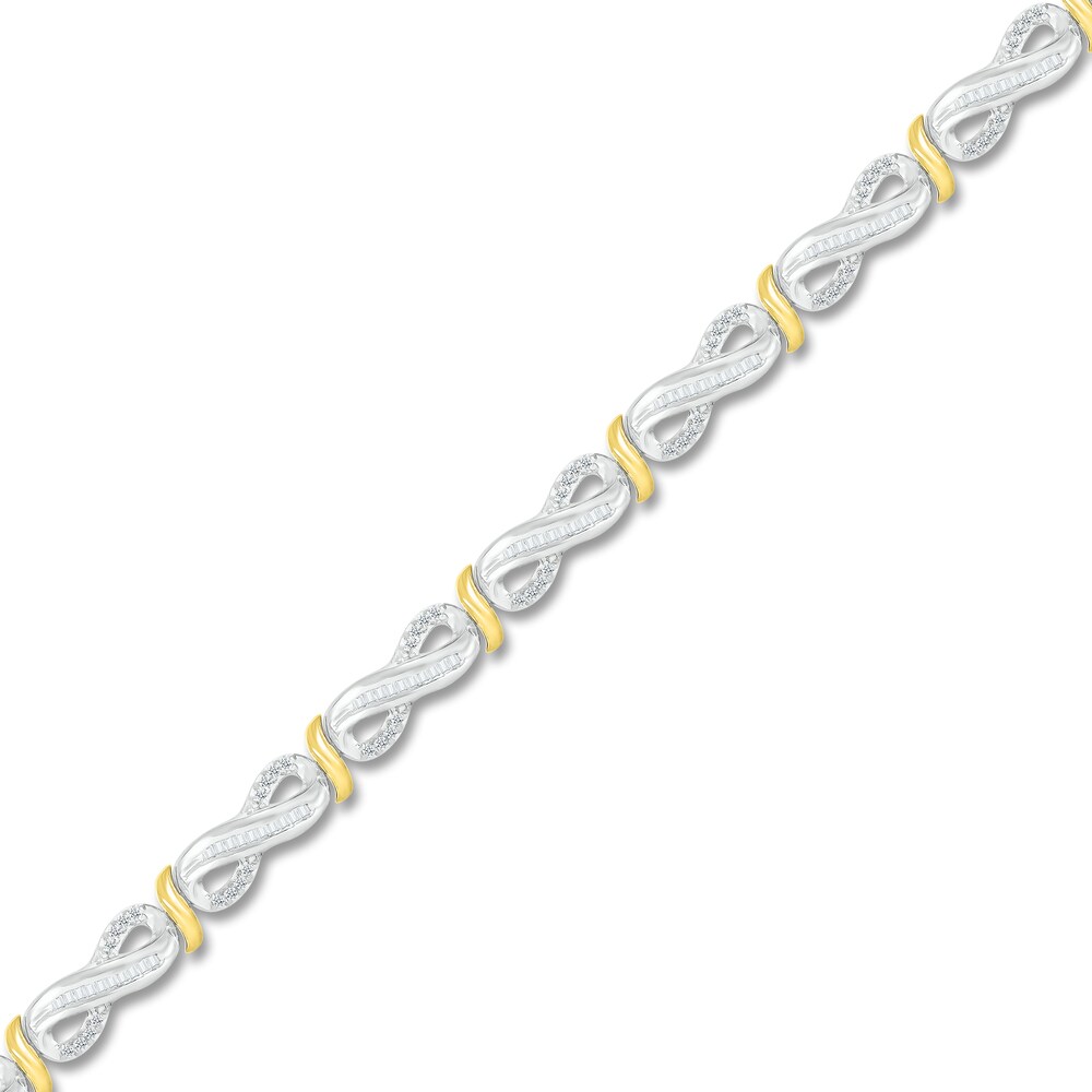 Diamond Bracelet 1 ct tw Round/Baguette 10K Two-Tone Gold MqS7sHoI