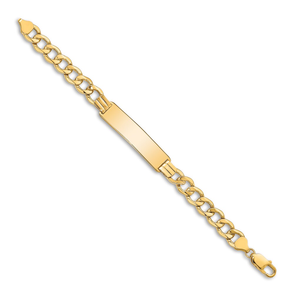 Men\'s Curb Link ID Bracelet 14K Yellow Gold 9.0mm 8\" Mv0LnvGx