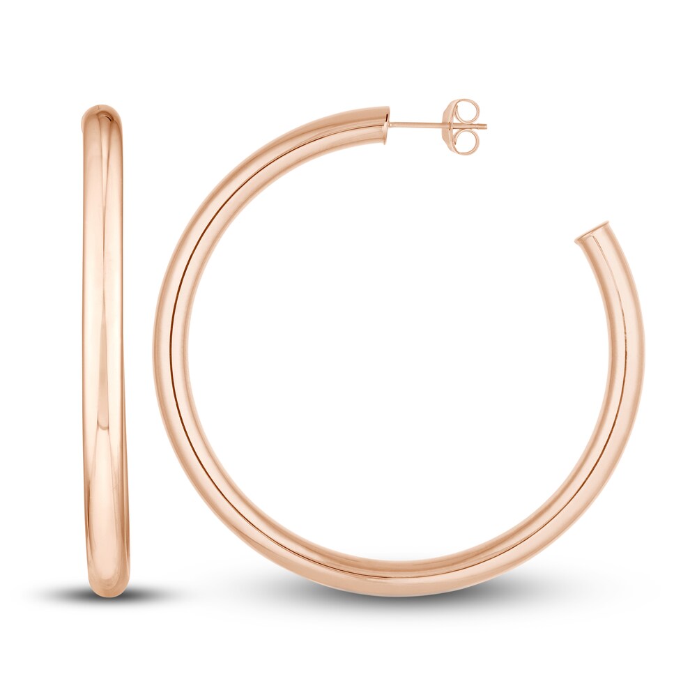 Polished Hoop Earrings 14K Rose Gold 50mm MwLDiw7a