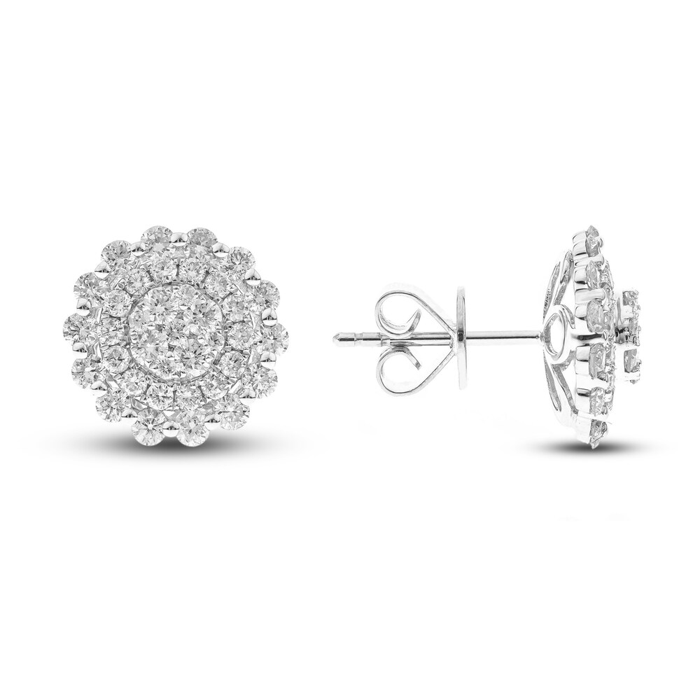 Diamond Stud Earrings 1-1/3 ct tw Round 14K White Gold NHL5g7fT