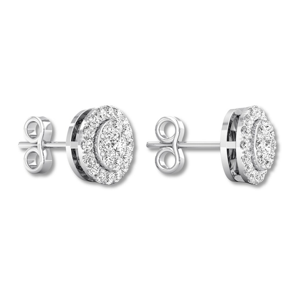 Diamond Stud Earrings 1/2 carat tw Round 10K White Gold NLgTE718