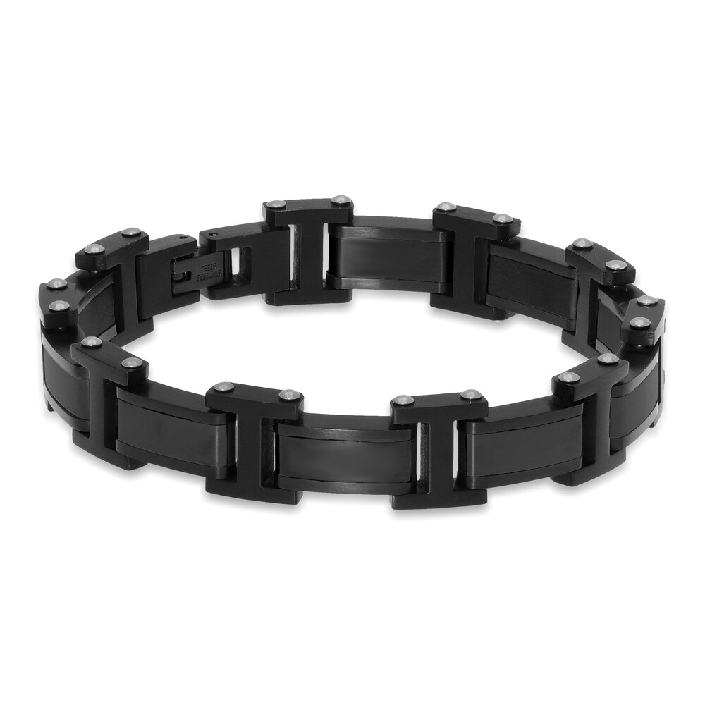 Men\'s Link Bracelet Black Ion-Plated Stainless Steel 8.5\" NNtnopkT
