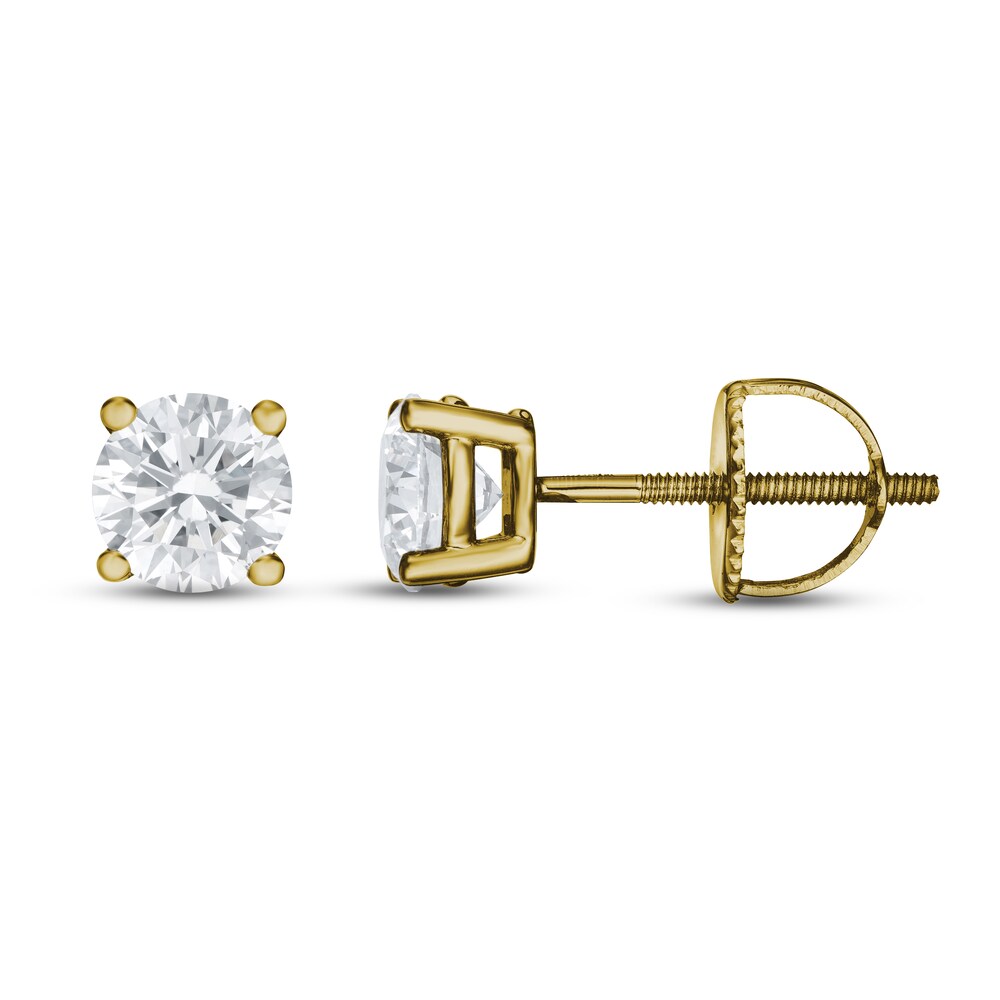 Lab-Created Diamond Solitaire Stud Earrings 3/4 ct tw Round 14K Yellow Gold (SI2/F) NOCOi4lh