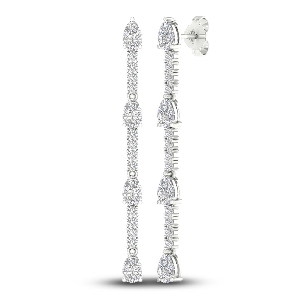 Lab-Created Diamond Drop Earrings 2 ct tw Pear/Round 14K White Gold NWFWAPpV