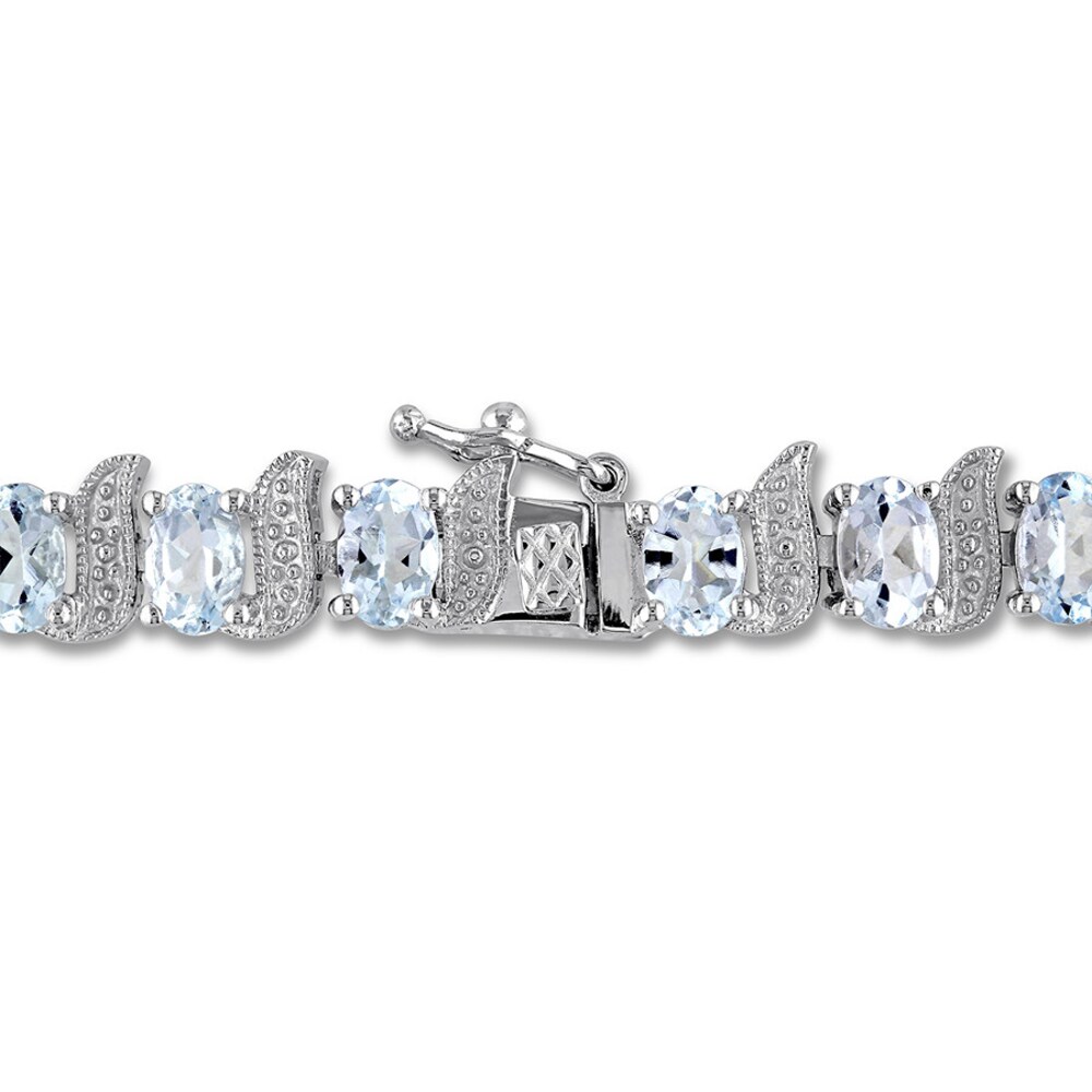 Aquamarine Bracelet Diamond Accents Sterling Silver NWmxJJhh