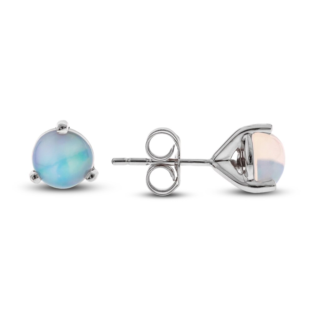 Natural Opal Martini Stud Earrings 14K White Gold NX0jjrBB