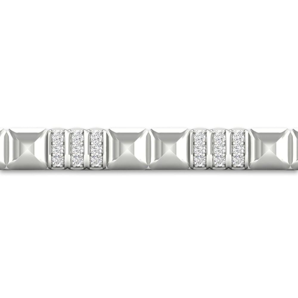 Men\'s Lab-Created Diamond Bracelet 2 ct tw Round 14K White Gold 8.5\" O4TBEfp6