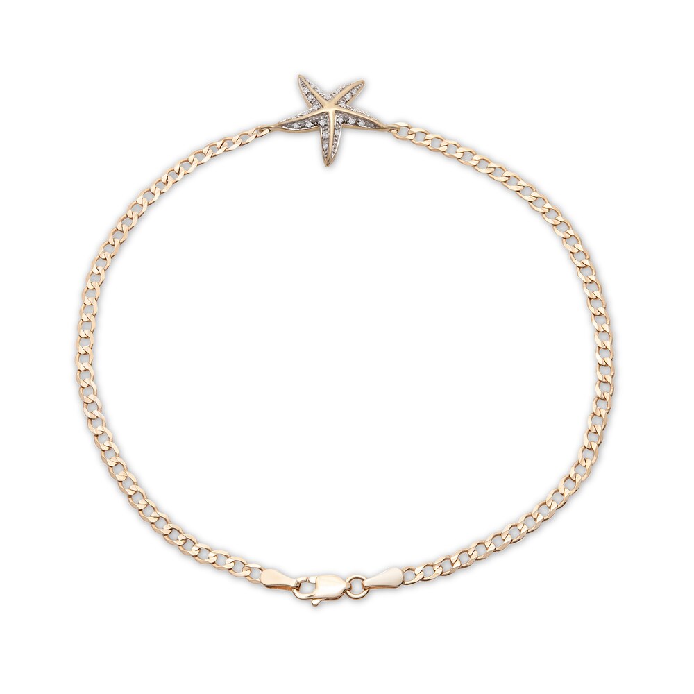 Starfish Anklet 1/20 ct tw Diamonds 10K Yellow Gold O9Sol6eu