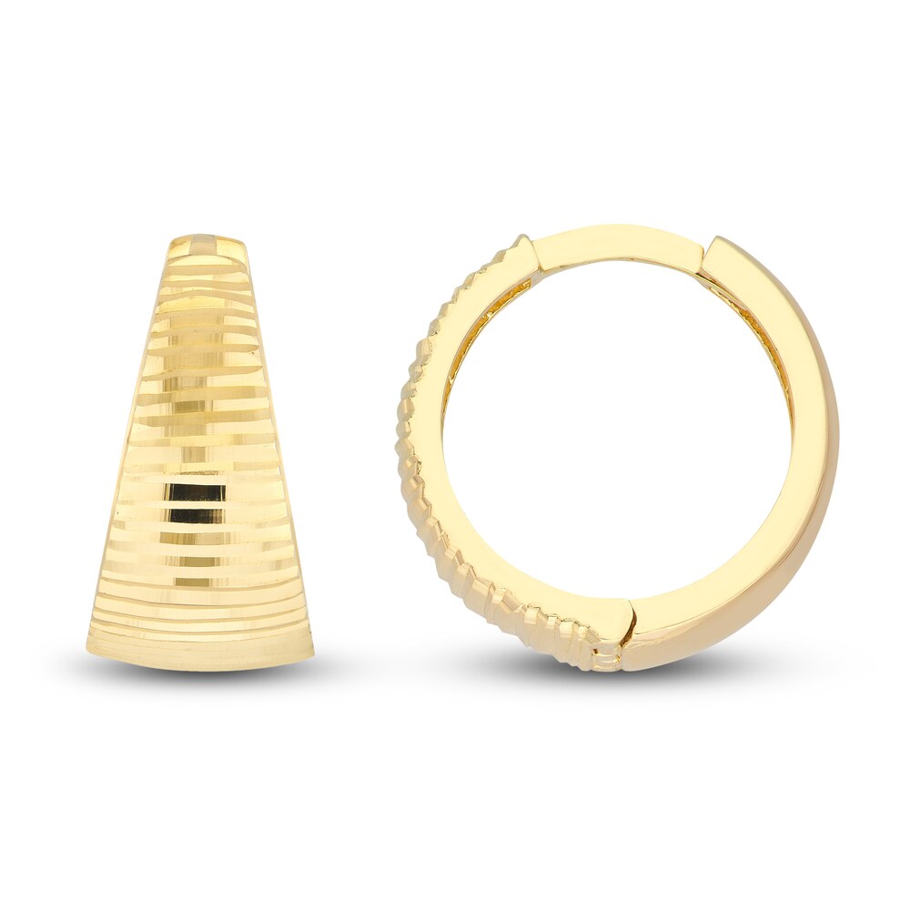 Diamond-Cut Tapered Huggie Earrings 14K Yellow Gold OA0K4eI0