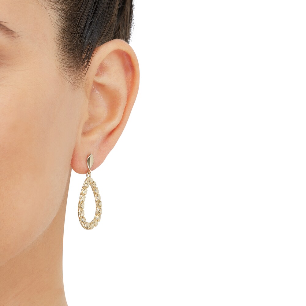 Italia D\'Oro Diamond-Cut Pear Tube Drop Earrings 14K Yellow Gold OBJwI4X2