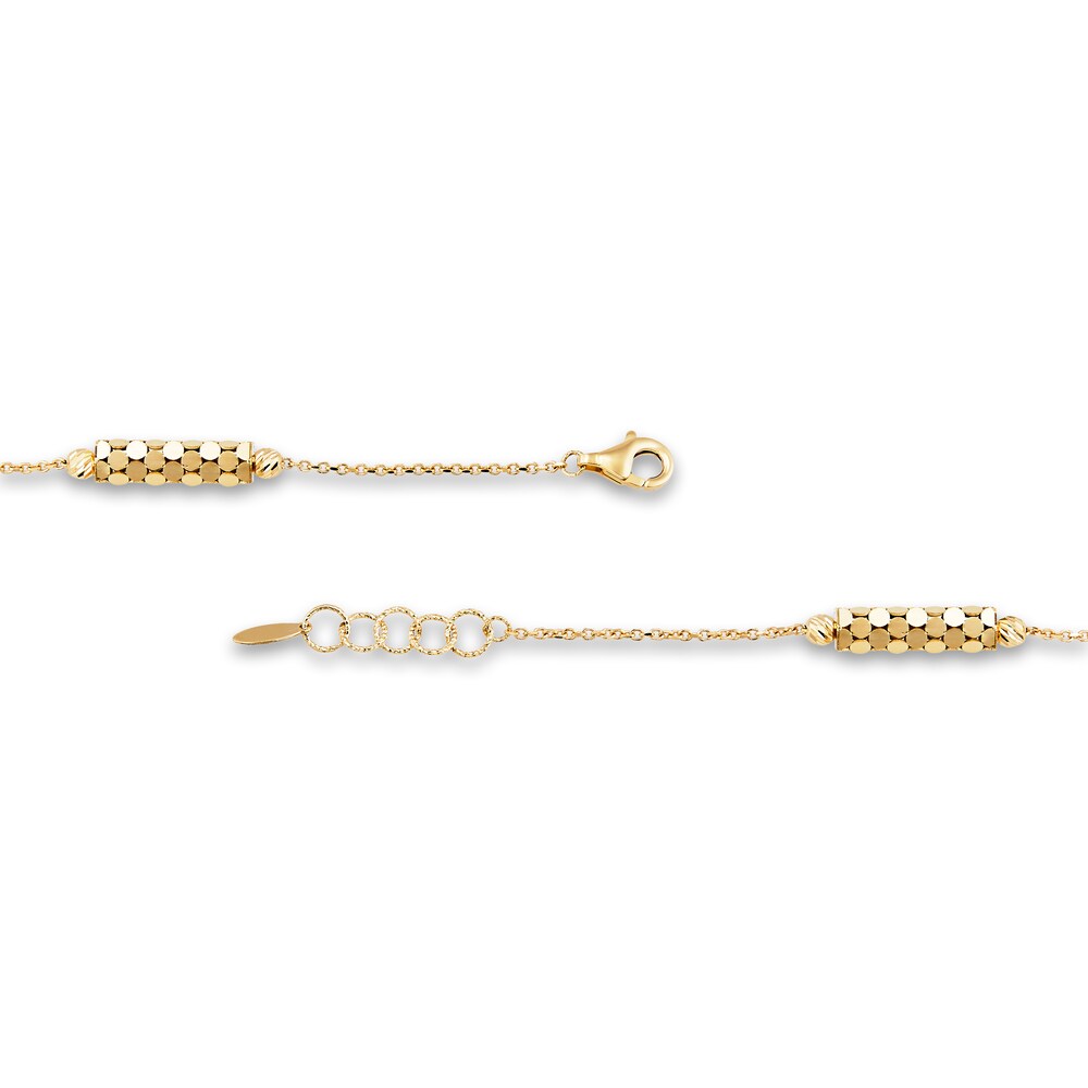 Italia D\'Oro Triple Tube Station Bracelet 14K Yellow Gold 7\" OBhoAqg1