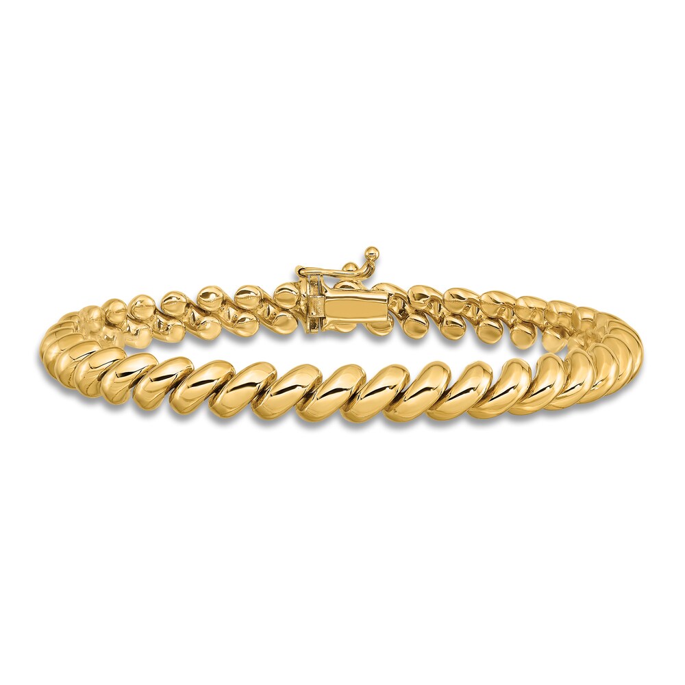 High-Polish San Marco Chain Bracelet 14K Yellow Gold 7.5\" OLO6c4Im