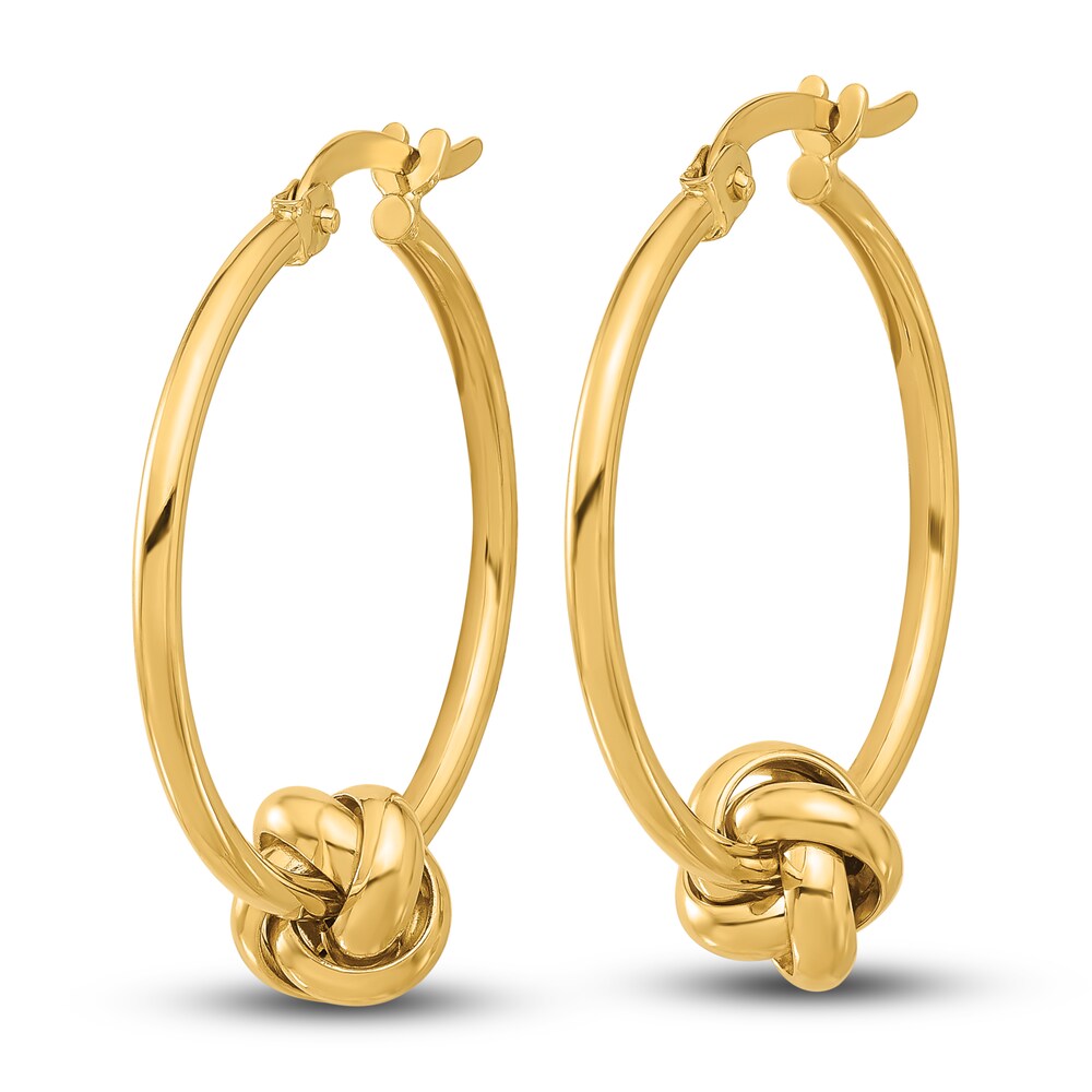 High-Polish Knotted Hoop Earrings 14K Yellow Gold OXlYPM0W