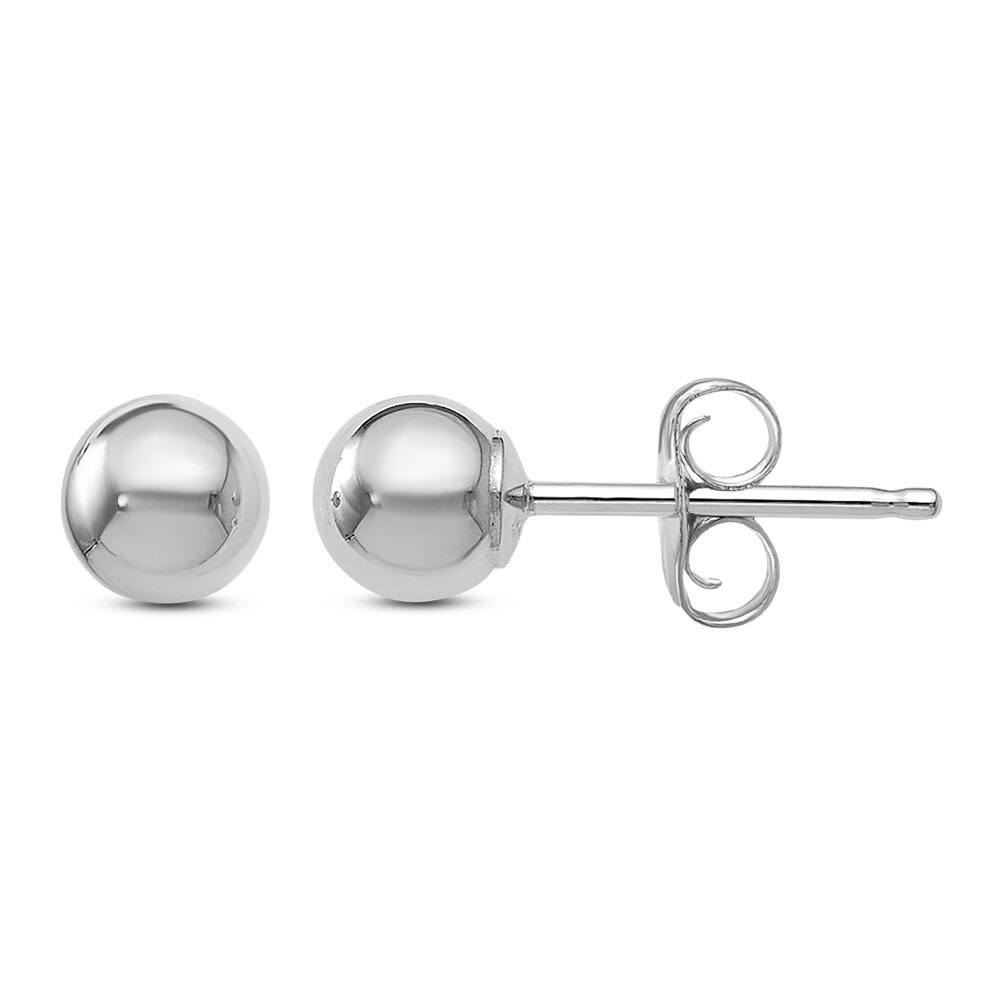 Ball Stud Earrings 14K White Gold 4MM OXwdHiSv