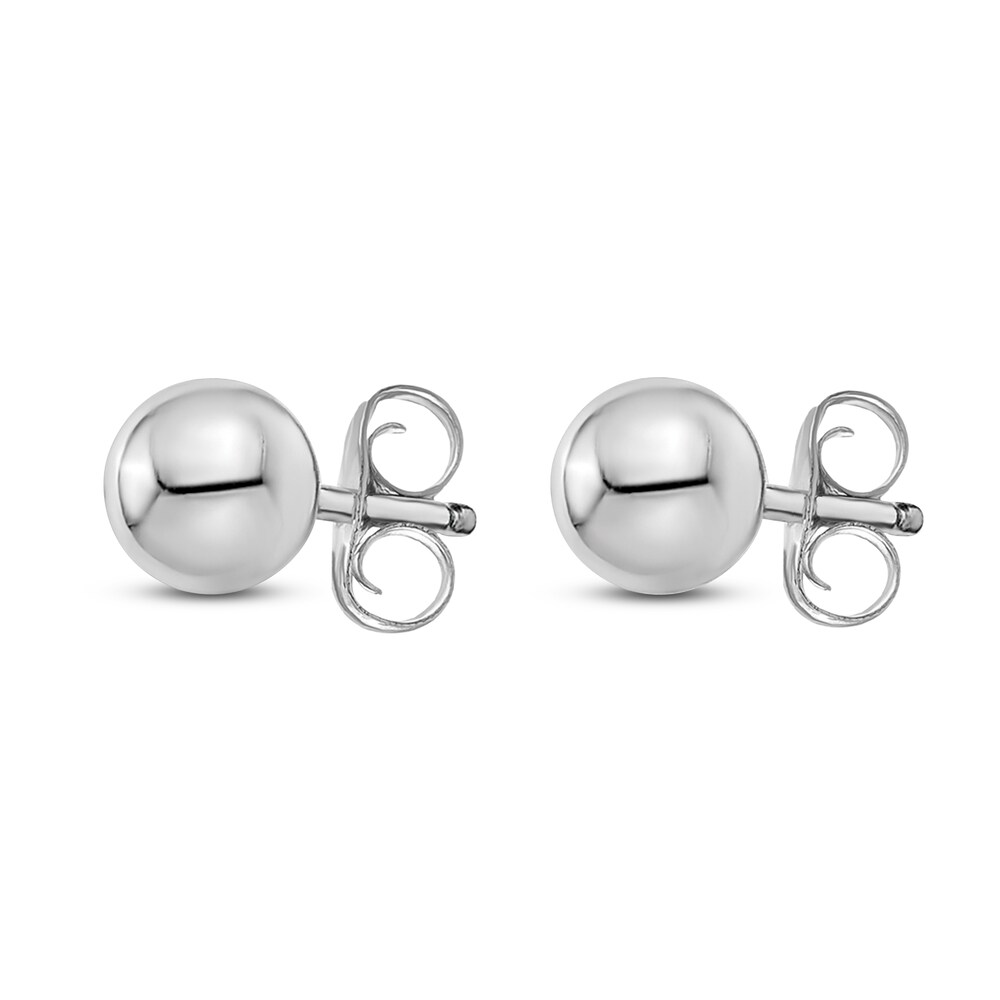 Ball Stud Earrings 14K White Gold 4MM OXwdHiSv