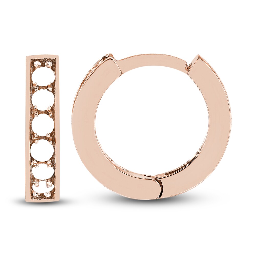 Diamond Huggie Earrings 1/8 ct tw Round 14K Rose Gold 10mm OYKVULLE