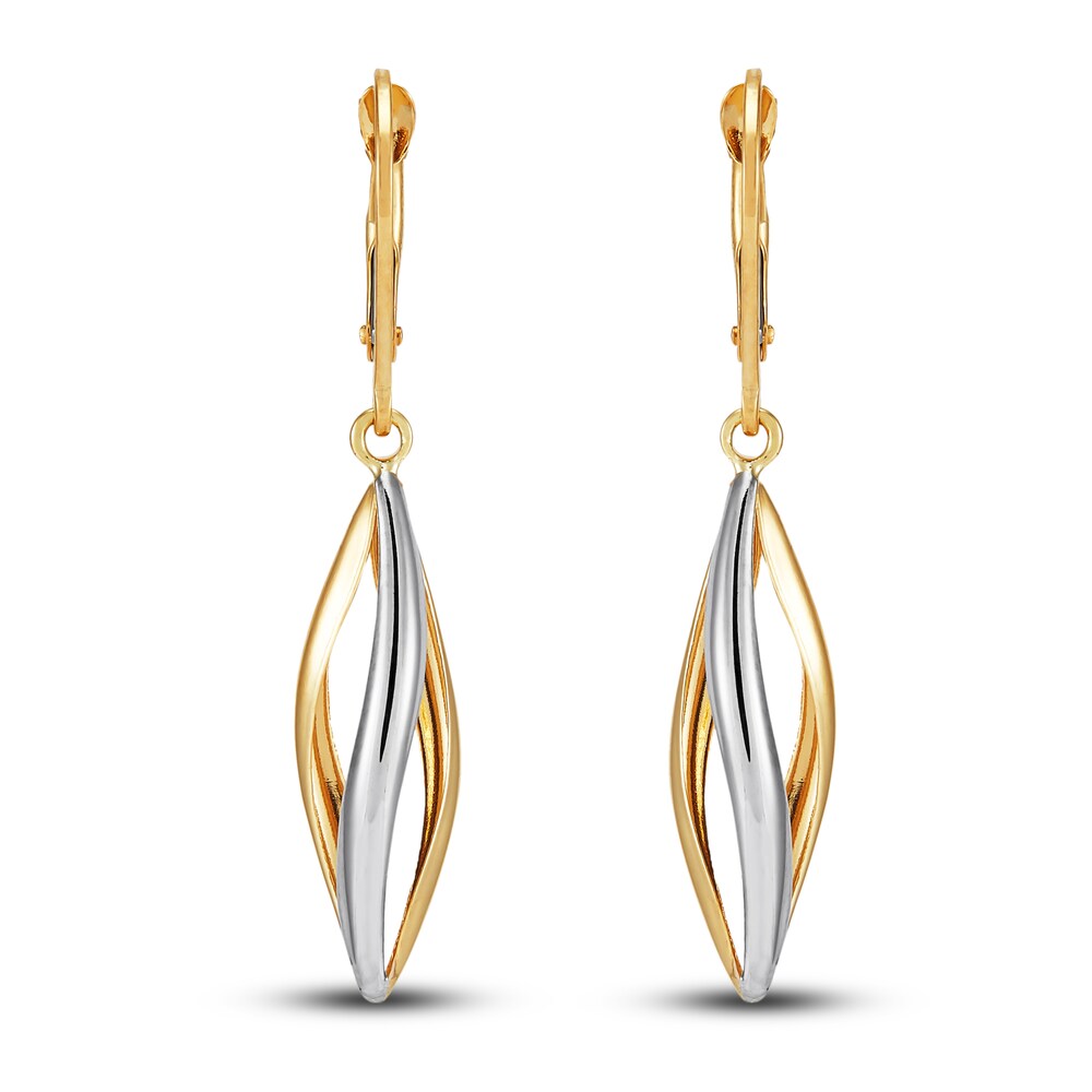 Marquise Swirl Drop Earrings 14K Two-Tone Gold OYZrMQT6