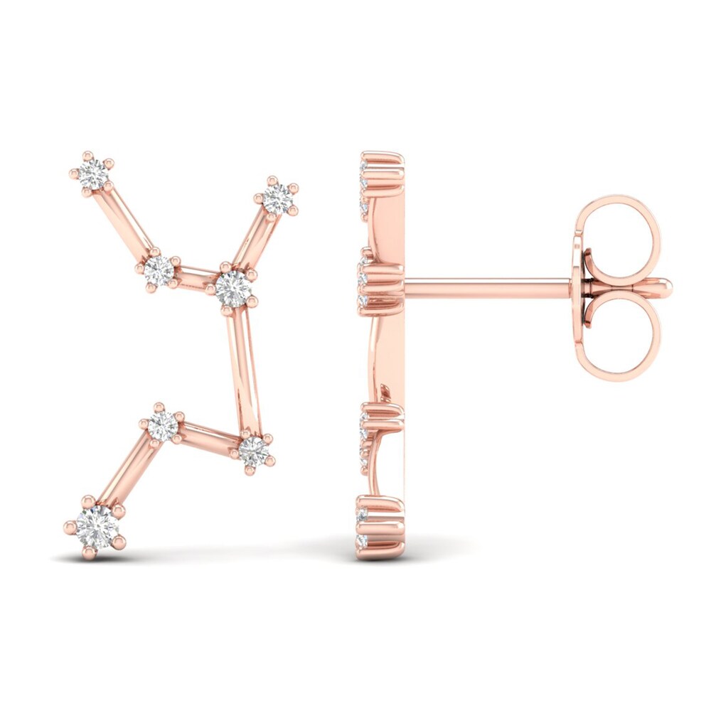 Diamond Virgo Constellation Earrings 1/8 ct tw Round 14K Rose Gold OYpLLqkM