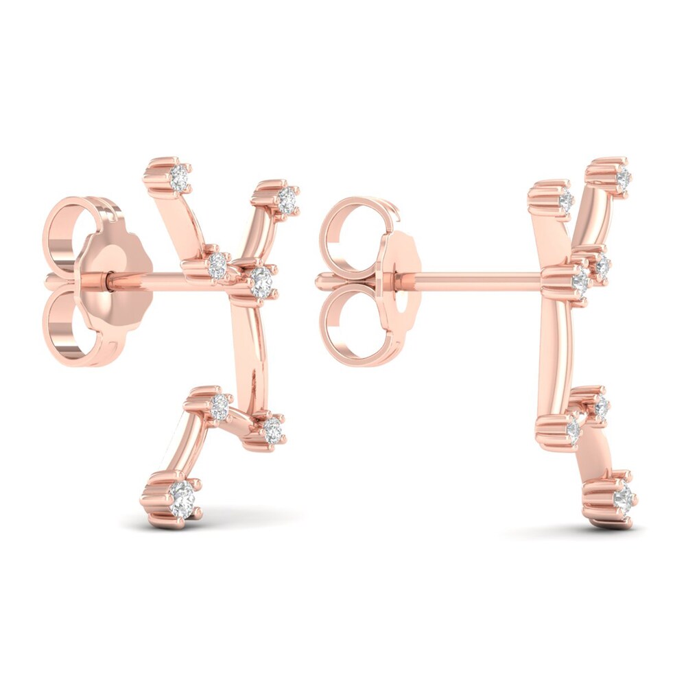 Diamond Virgo Constellation Earrings 1/8 ct tw Round 14K Rose Gold OYpLLqkM