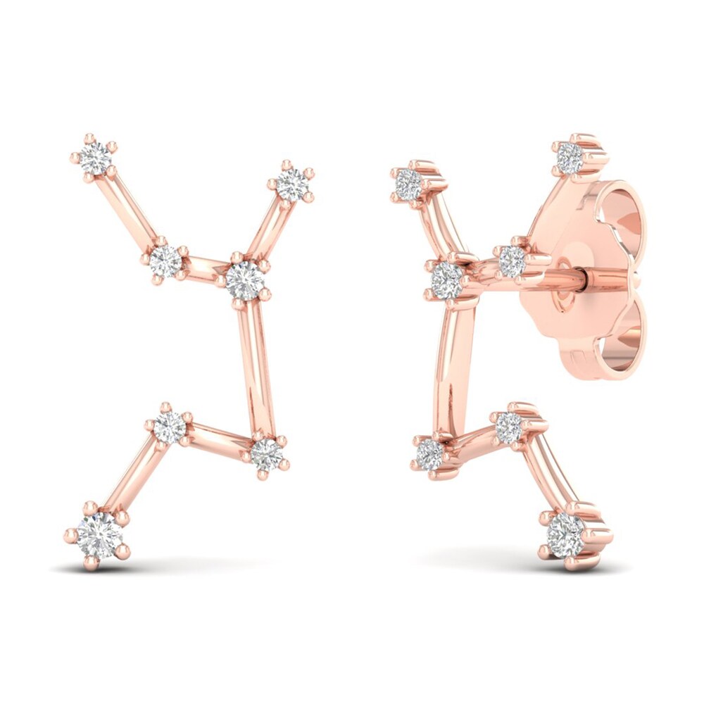 Diamond Virgo Constellation Earrings 1/8 ct tw Round 14K Rose Gold OYpLLqkM