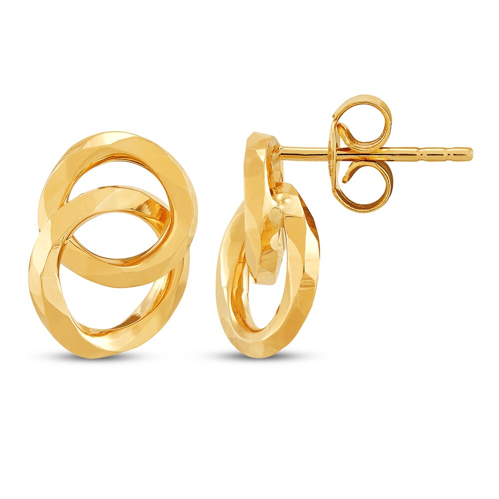 Open Interlocking Circle Stud Earrings 10K Yellow Gold OeLAe2cU