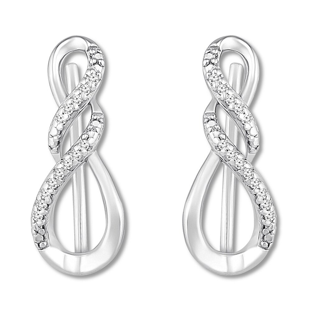 Infinity Earring Climbers 1/20 ct tw Diamonds Sterling Silver OszORGCN