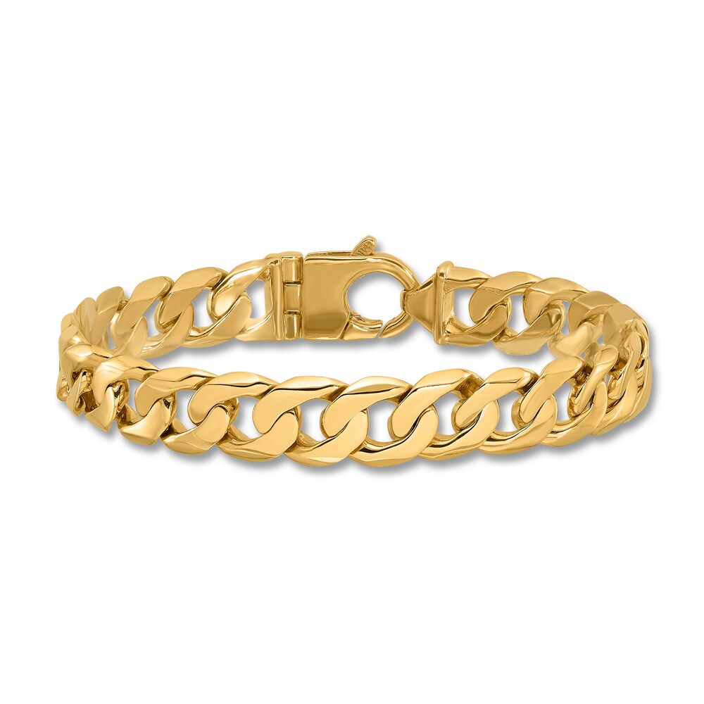 Men\'s Curb Link Bracelet 14K Yellow Gold 11.0mm 8.25\" OyD9nEbI