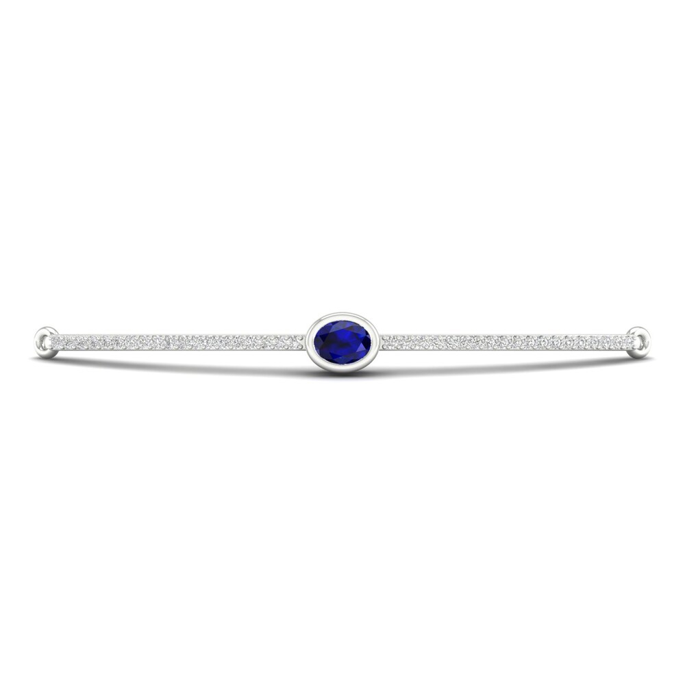 Natural Sapphire Bolo Bracelet 1/6 ct tw Diamonds 10K White Gold OylWS6L6