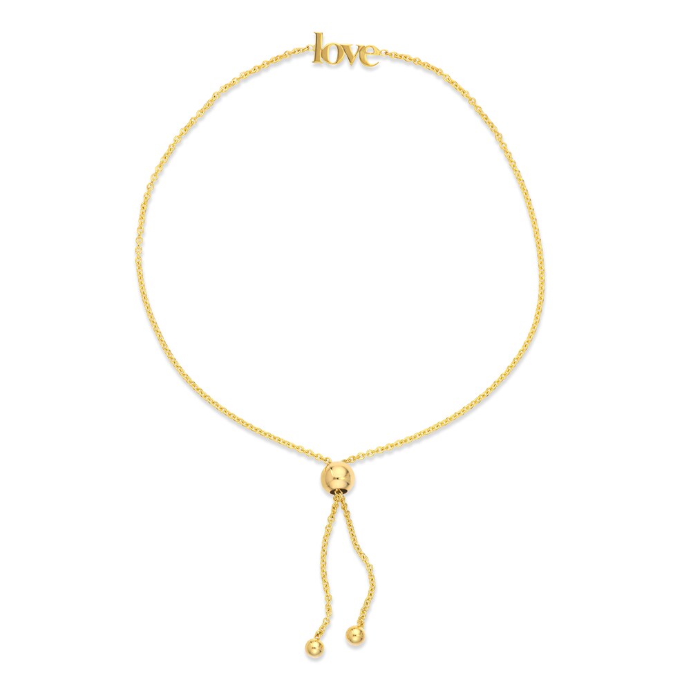 Mini \"LOVE\" Bolo Bracelet 14K Yellow Gold PbuuiInu