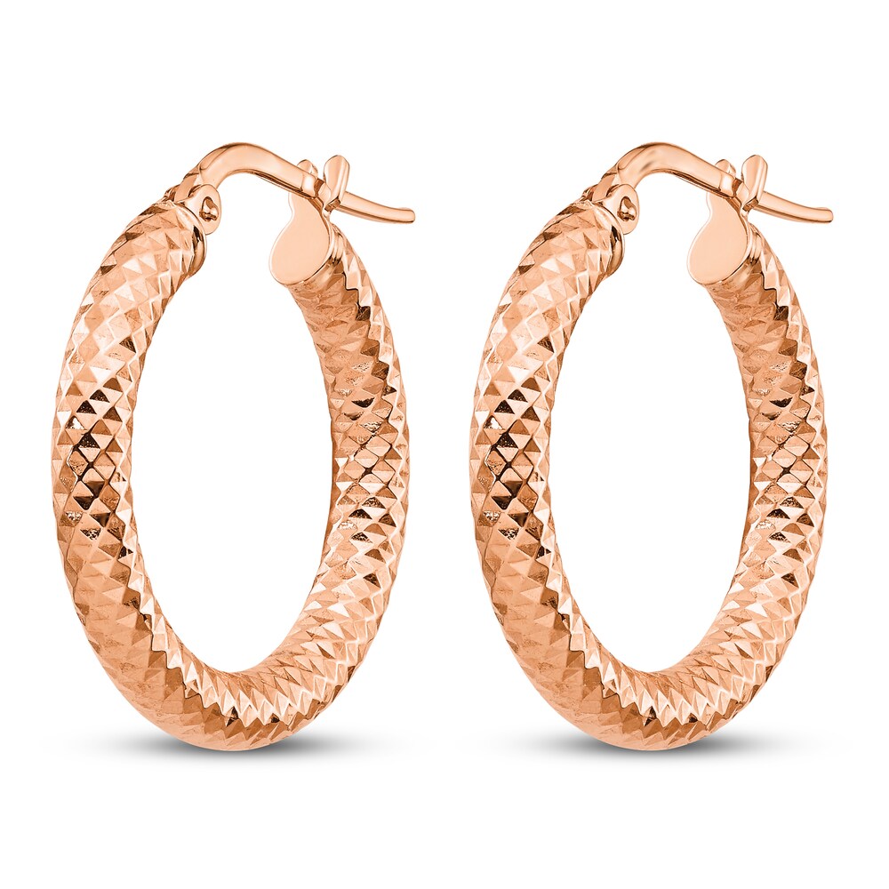 Diamond-Cut Hoop Earrings 14K Rose Gold Pon3bhnR