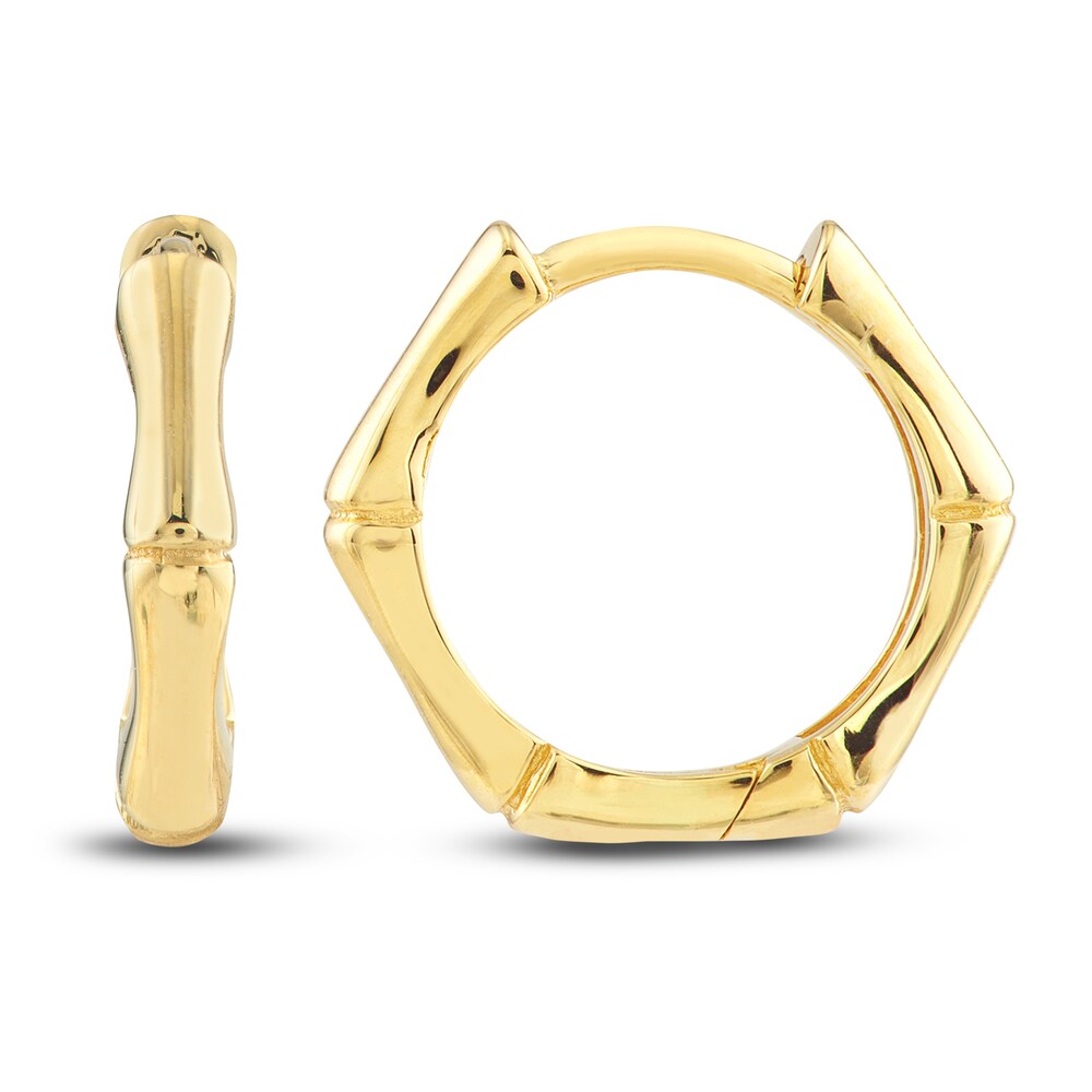 Bamboo Hoop Earrings 14K Yellow Gold PuVRfnnP