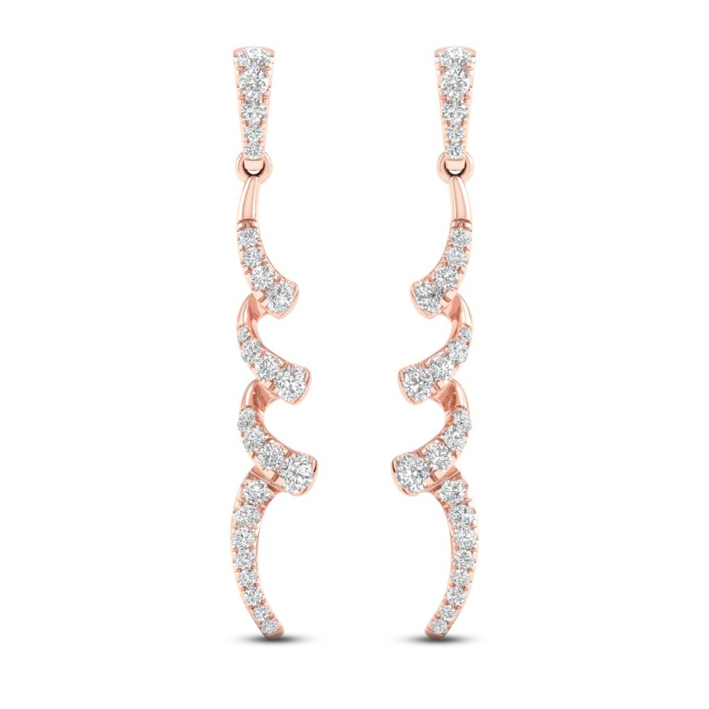 Diamond Dangle Earrings 1/2 ct tw Round 10K Rose Gold QA0CcS66