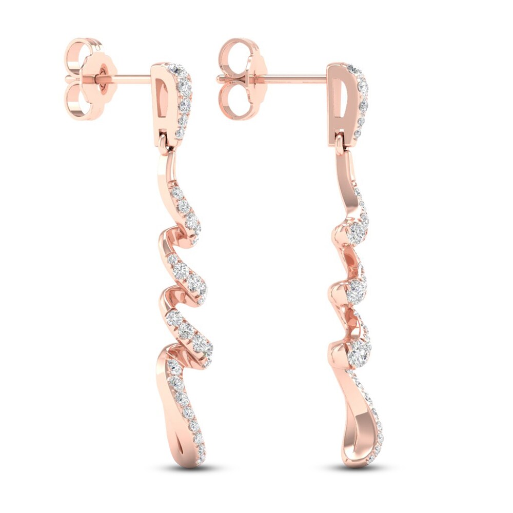 Diamond Dangle Earrings 1/2 ct tw Round 10K Rose Gold QA0CcS66