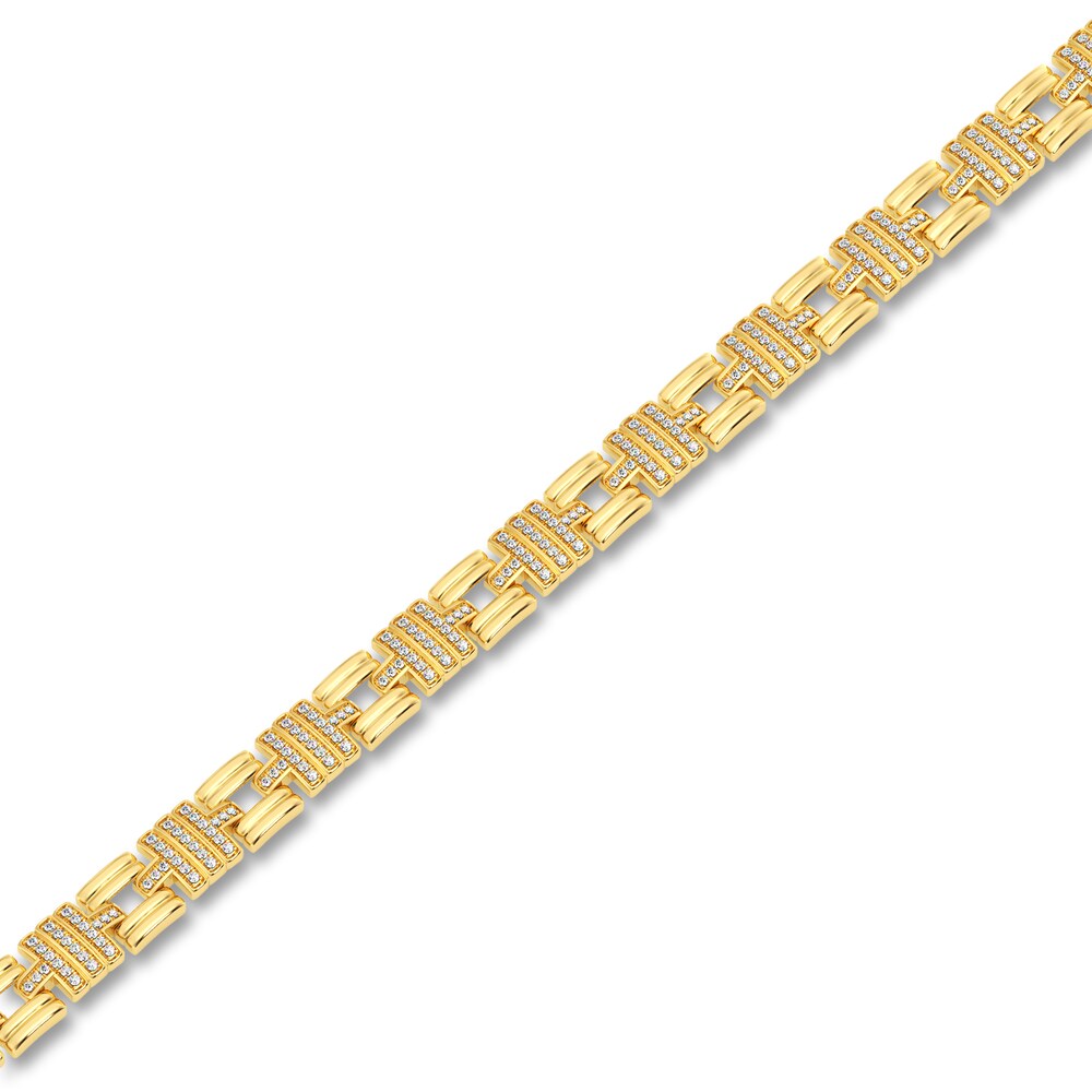 Men\'s Diamond Bracelet 1 ct tw Round 14K Yellow Gold 8.5\" QDZ0azI0