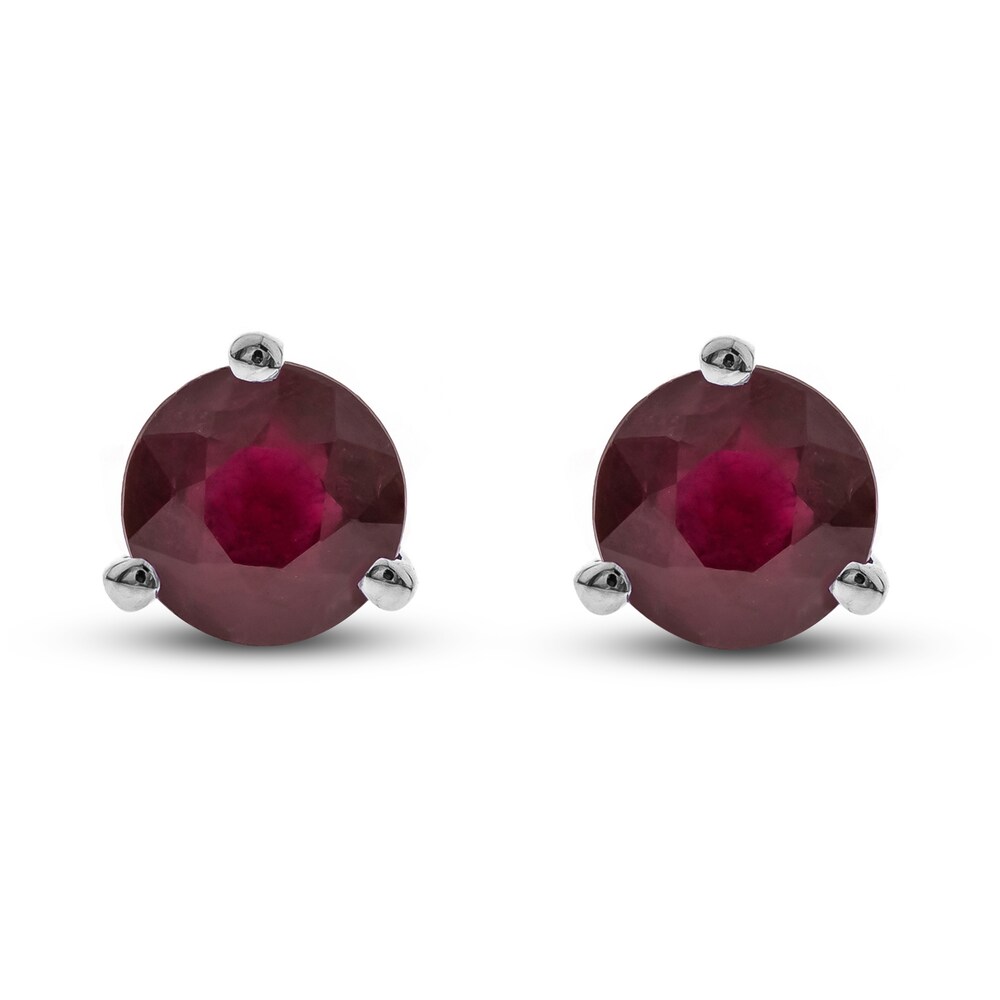 Natural Ruby Martini Stud Earrings 14K White Gold QIGBF9yK