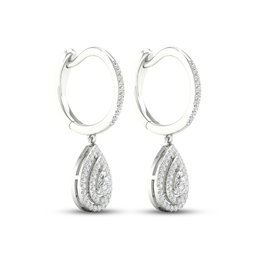 Diamond Drop Earrings 1/2 ct tw Pear-shaped/Round 14K White Gold QL1bdYO1