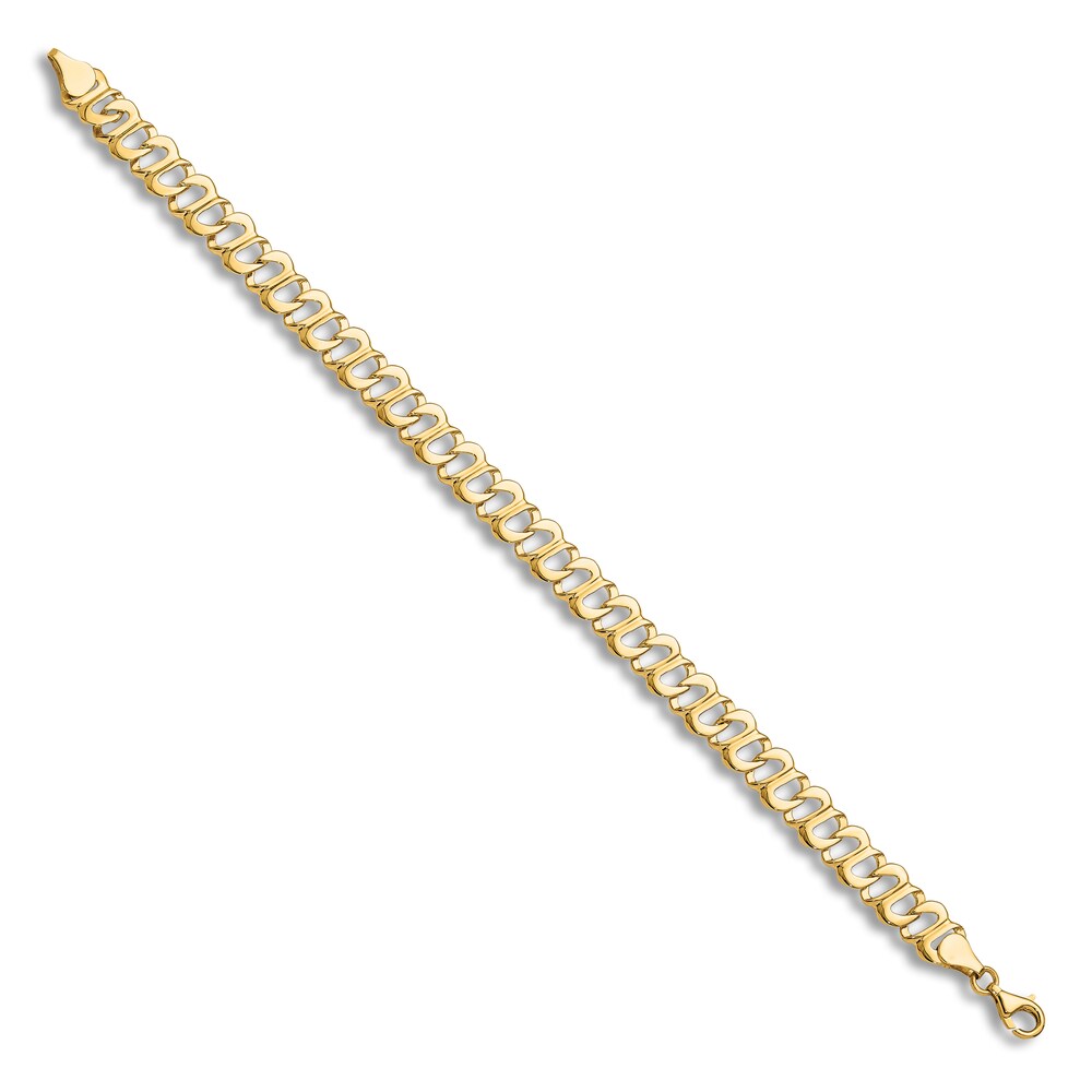 Men\'s High-Polish Link Chain Bracelet 14K Yellow Gold 8.75\" QNLZXH8T