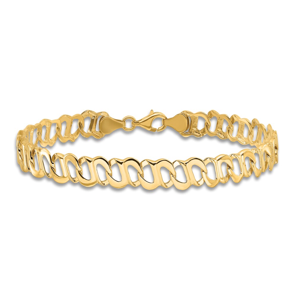 Men\'s High-Polish Link Chain Bracelet 14K Yellow Gold 8.75\" QNLZXH8T