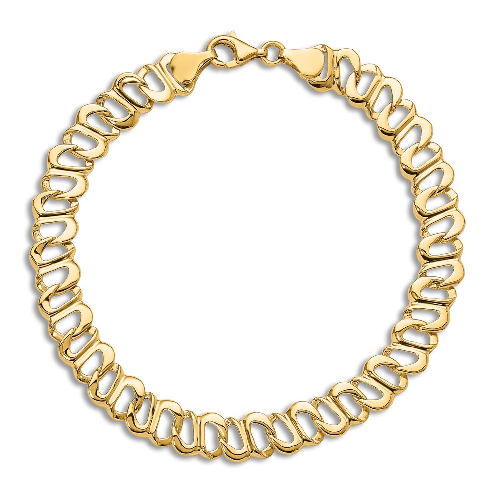 Men\'s High-Polish Link Chain Bracelet 14K Yellow Gold 8.75\" QNLZXH8T