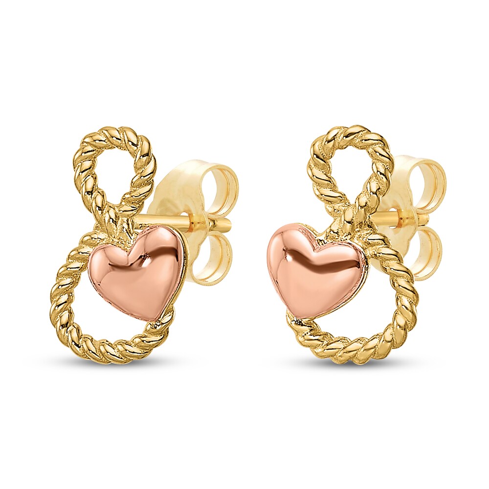 Heart Stud Earrings 14K Two-Tone Gold QU1bbNbV