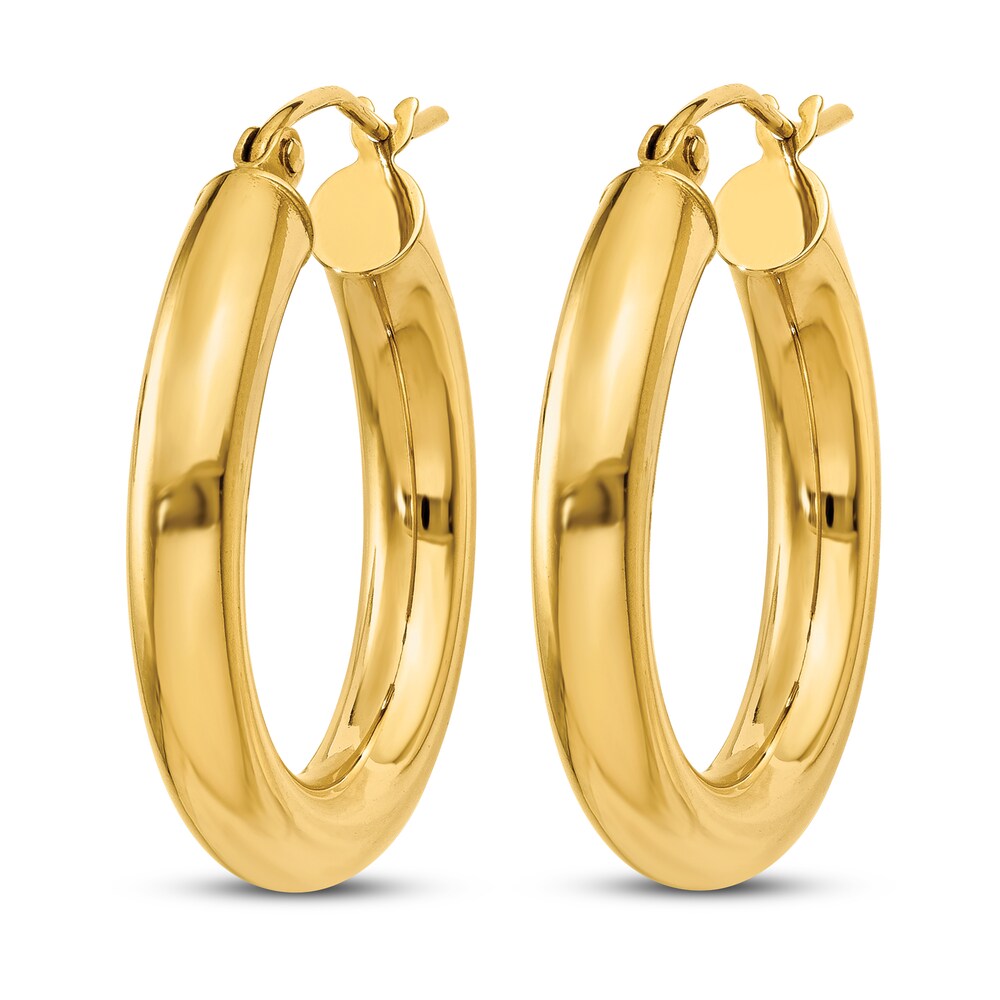 Lightweight Tube Hoop Earrings 14K Yellow Gold QVKzECHe