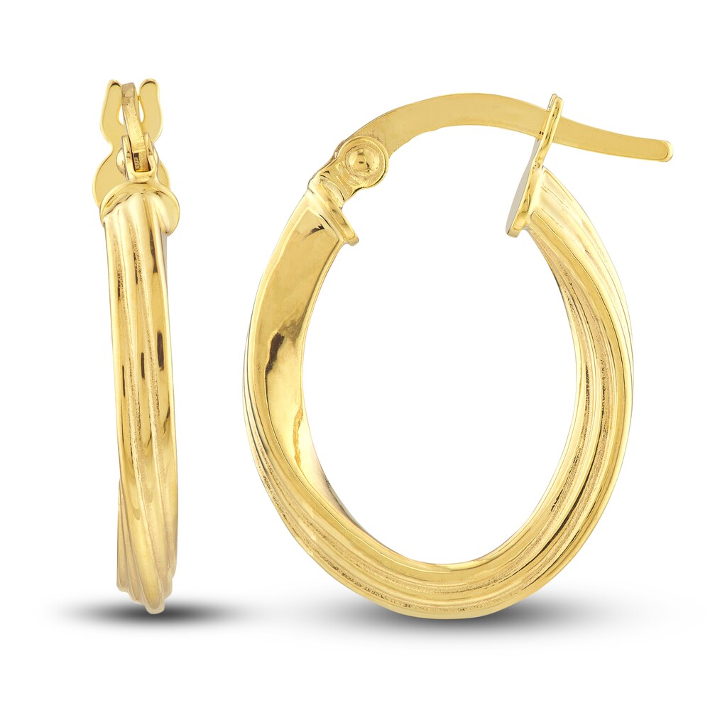 Polished Oval Twist Hoop Earrings 14K Yellow Gold 16mm QeEaCyS1