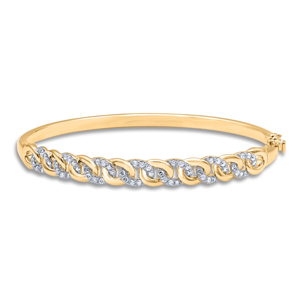 Diamond Bangle Bracelet 1/2 ct tw Round 14K Yellow Gold 7" Qfzx2bfR