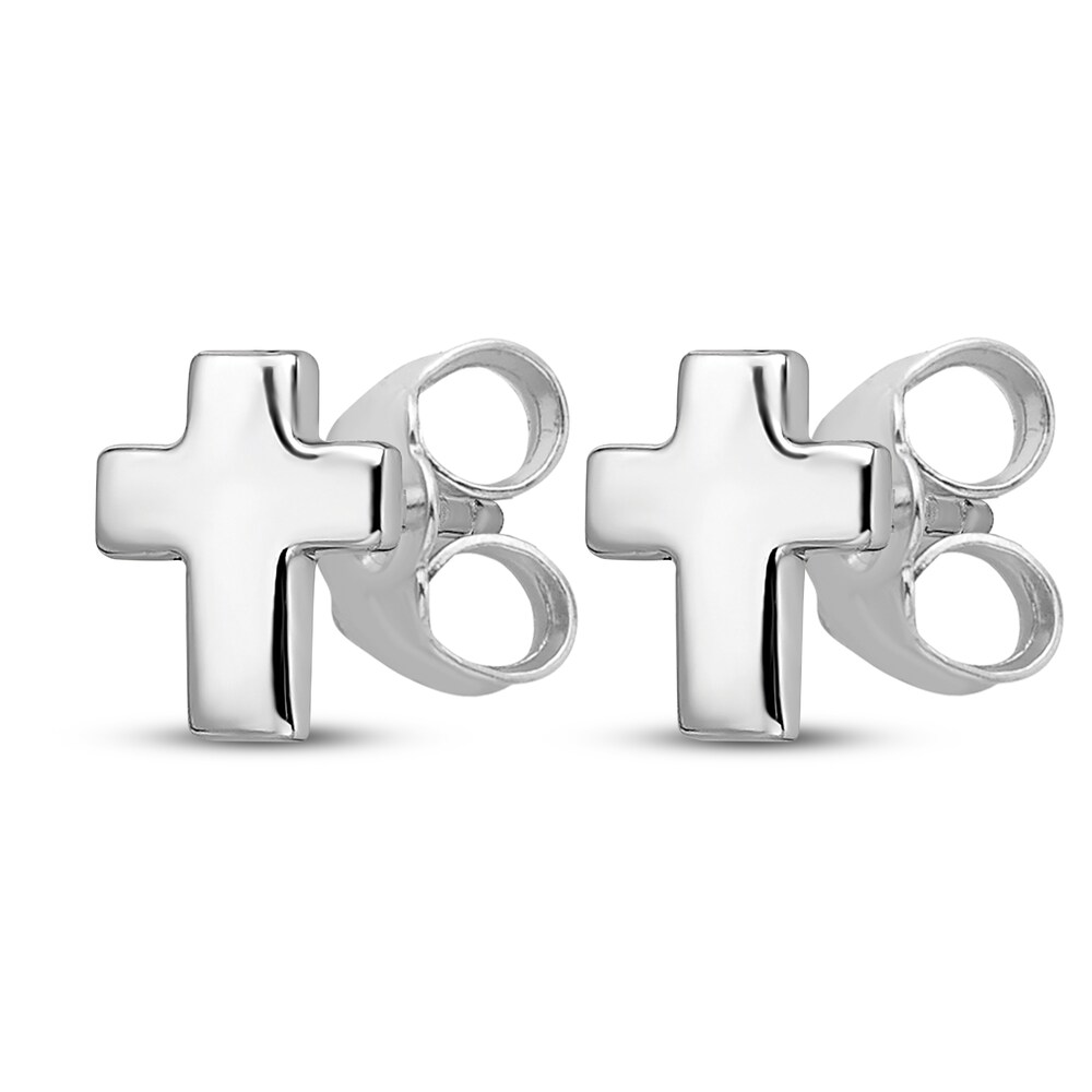 Cross Stud Earrings 14K White Gold Qsk0MMgR