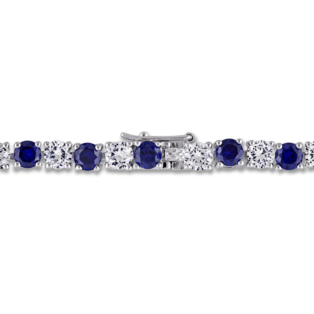 Lab-Created Sapphire Bracelet Round Sterling Silver QxE23SP8