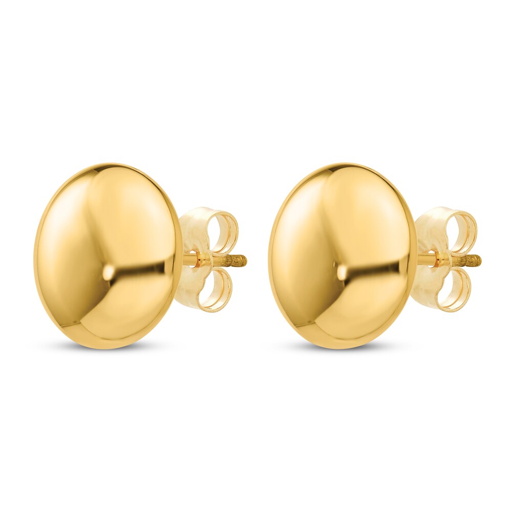 Button Stud Earrings 14K Yellow Gold R9OwOZ7P