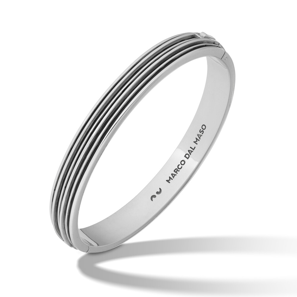 Marco Dal Maso Men\'s Acies Wide Bangle Bracelet Black Enamel Sterling Silver 7\" RJSw0pE5