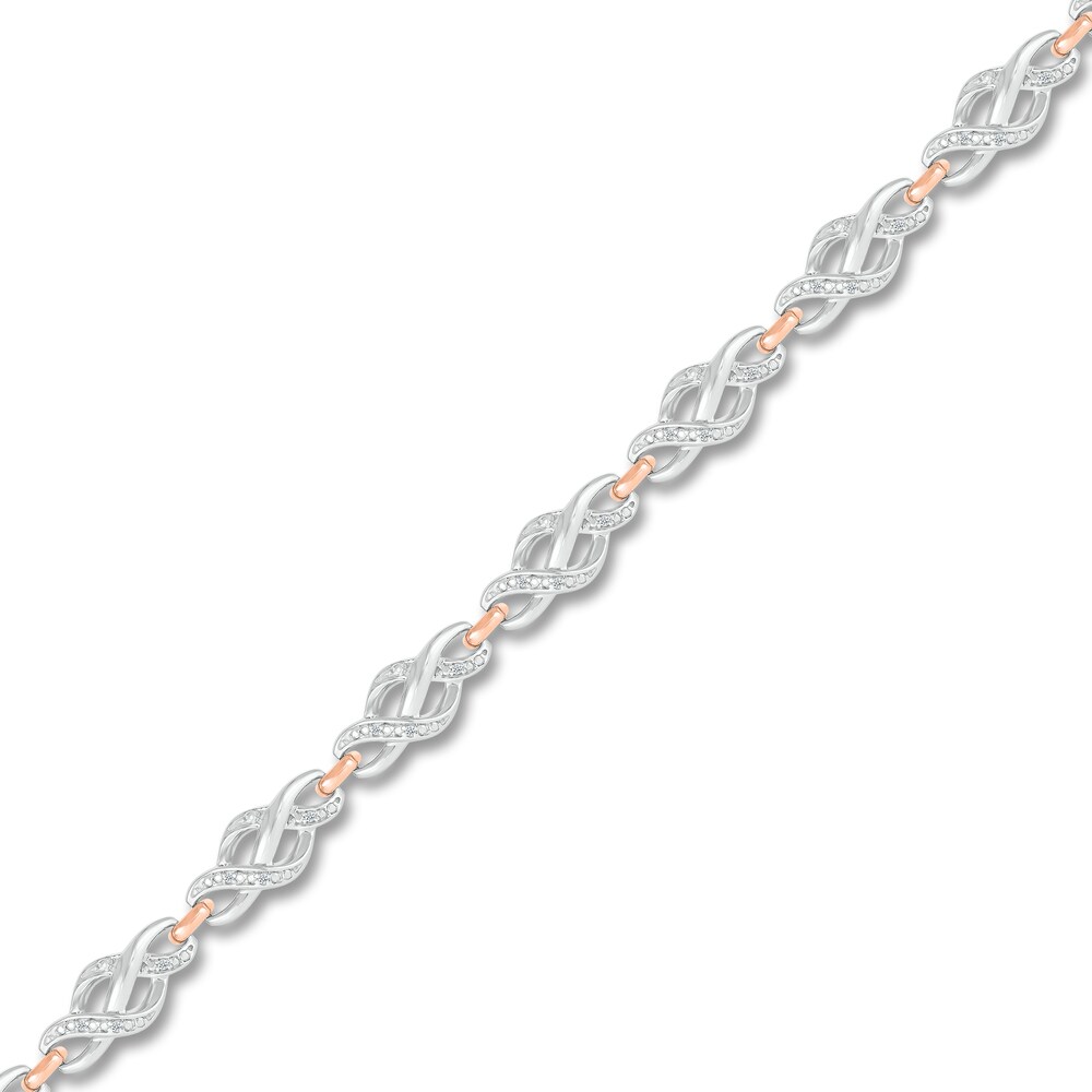 Diamond Bracelet 1/10 ct tw Round-cut Sterling Silver/10K Gold RQkR2z42