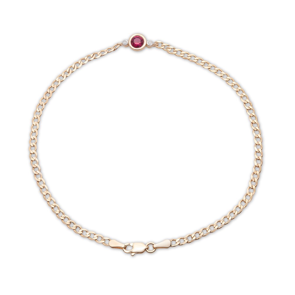 Lab-Created Ruby Anklet Diamond Accents 10K Yellow Gold RSBwNQf9